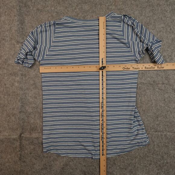 Left of Center Top Womens Extra Small Petite Split Flutter Sleeve V-Neck Striped - Picture 6 of 9